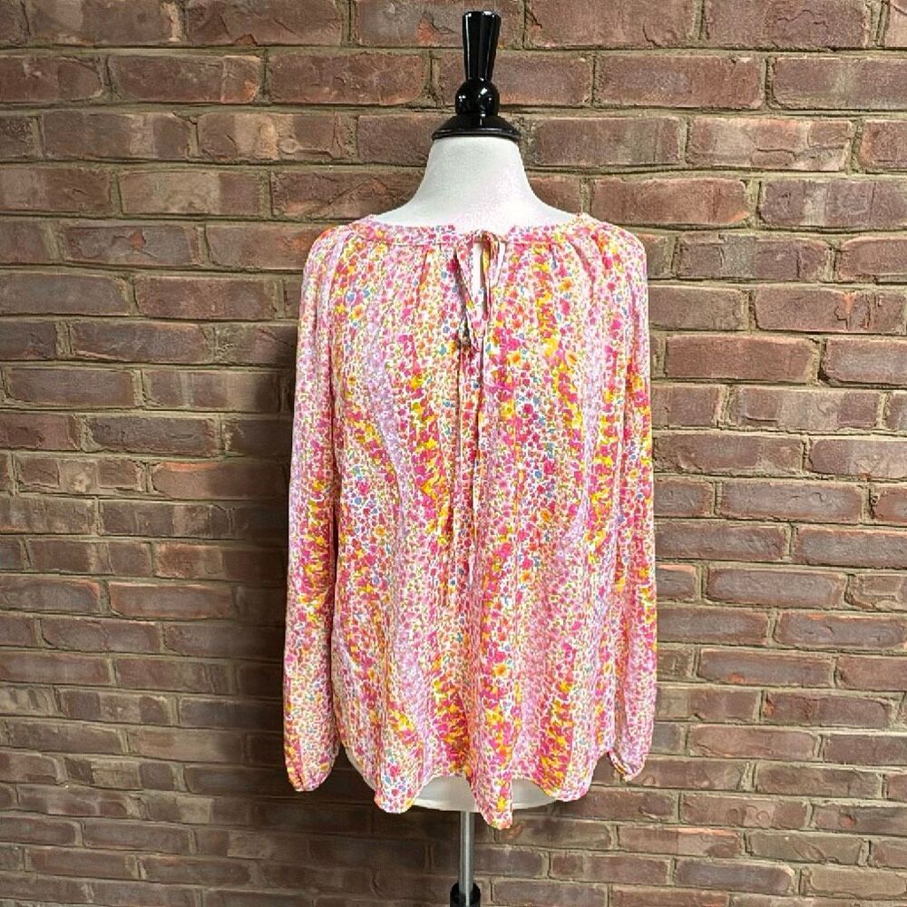 Emily Wonder Women’s Pink Floral Long Sleeve Top Sz Large NEW